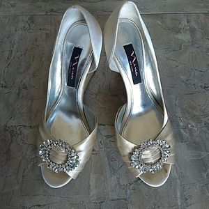 Nina Ivory Bridal Peep Toe Wedges